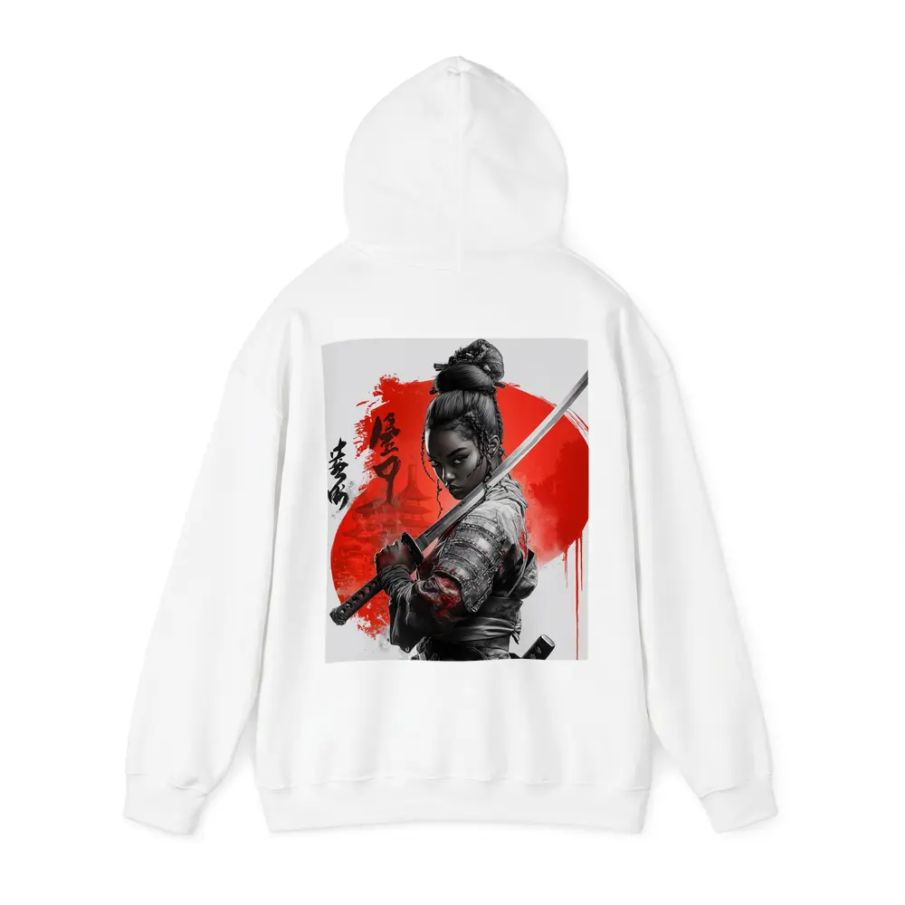 Black Female Samurai Red Circle Japan Art – Hoodies