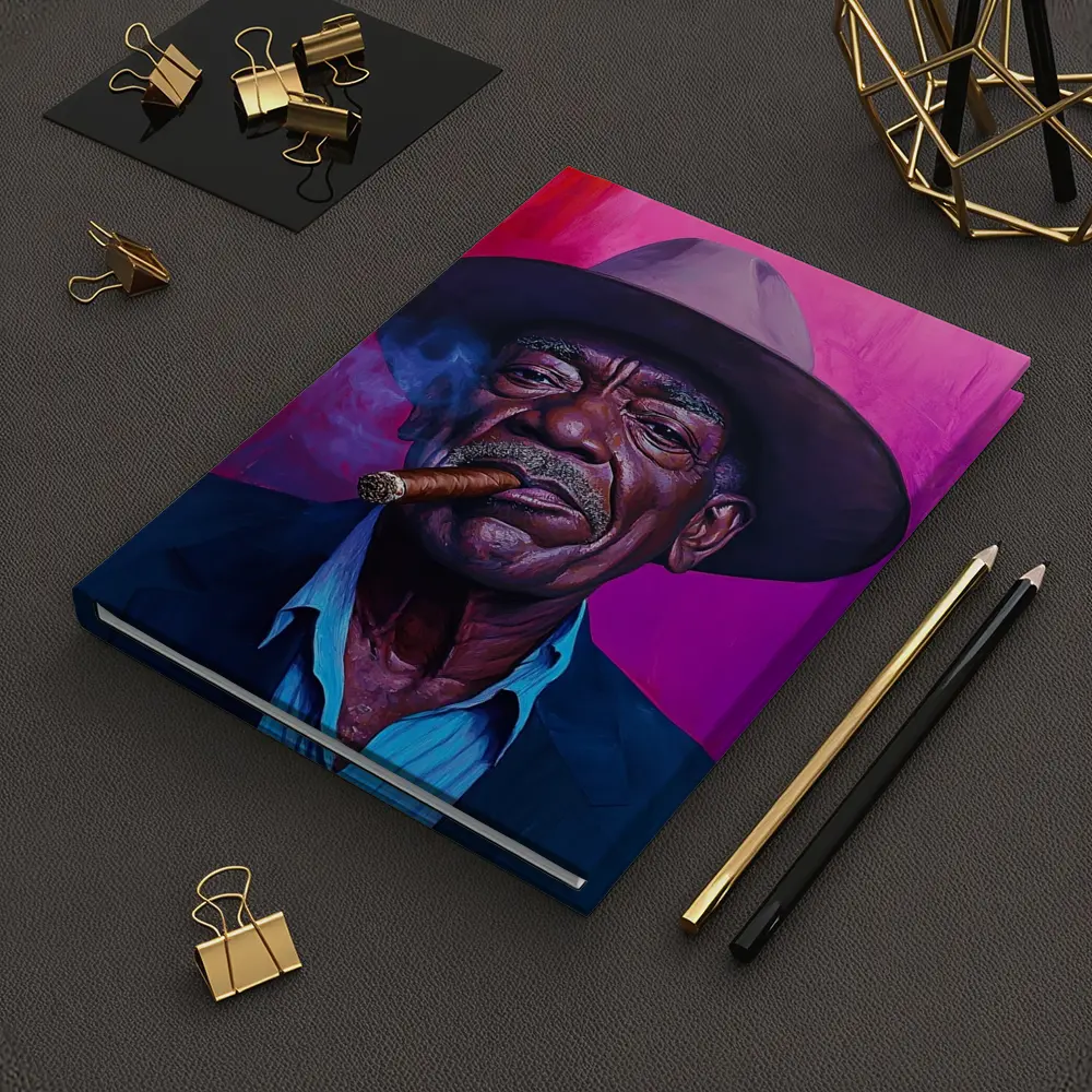 Old Man Cigar Hat Bold Pink Background – Notebooks