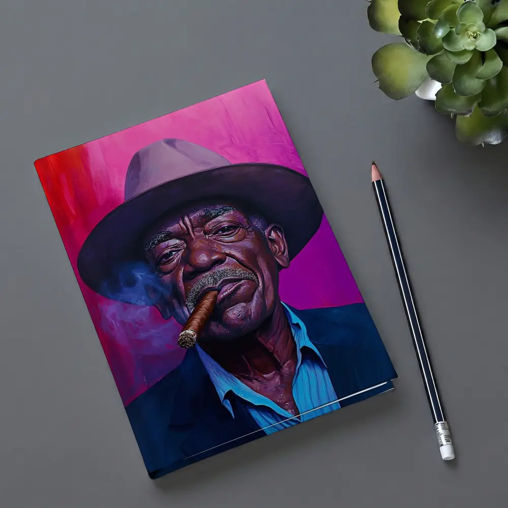 Old Man Cigar Hat Bold Pink Background – Notebooks