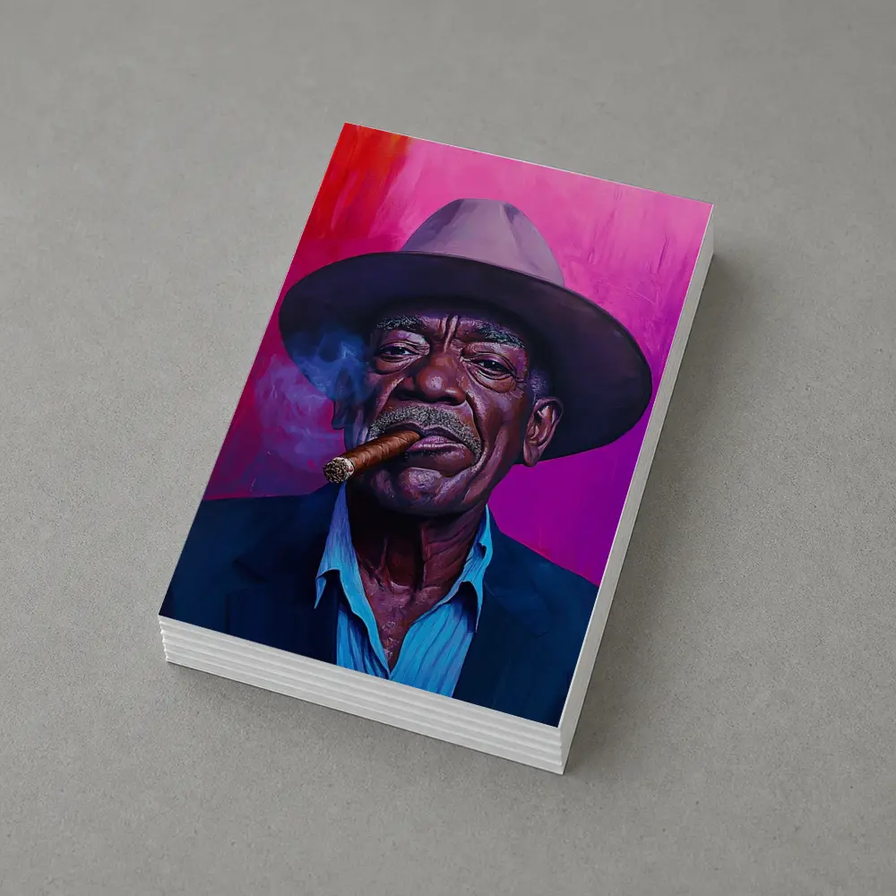 Old Man Cigar Hat Bold Pink Background – Postcards