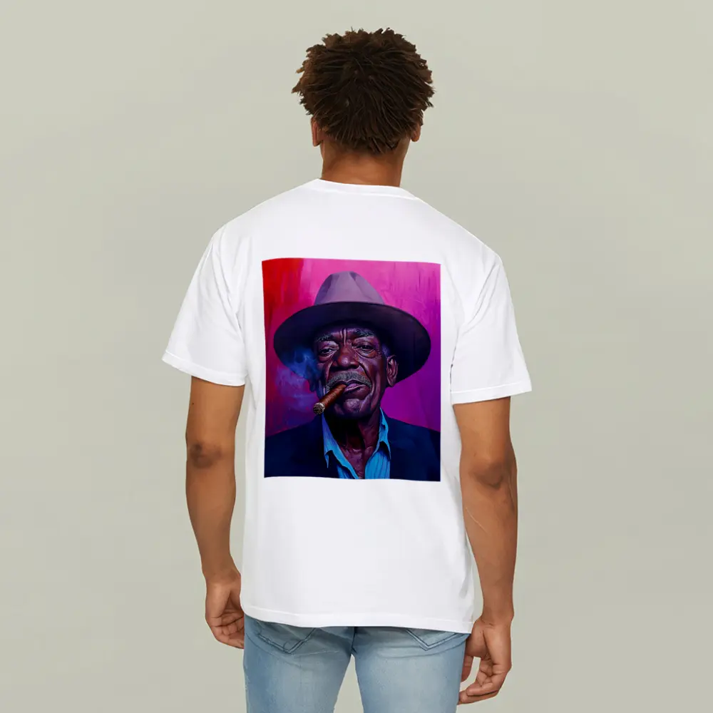 Old Man Cigar Hat Bold Pink Background – T-Shirts