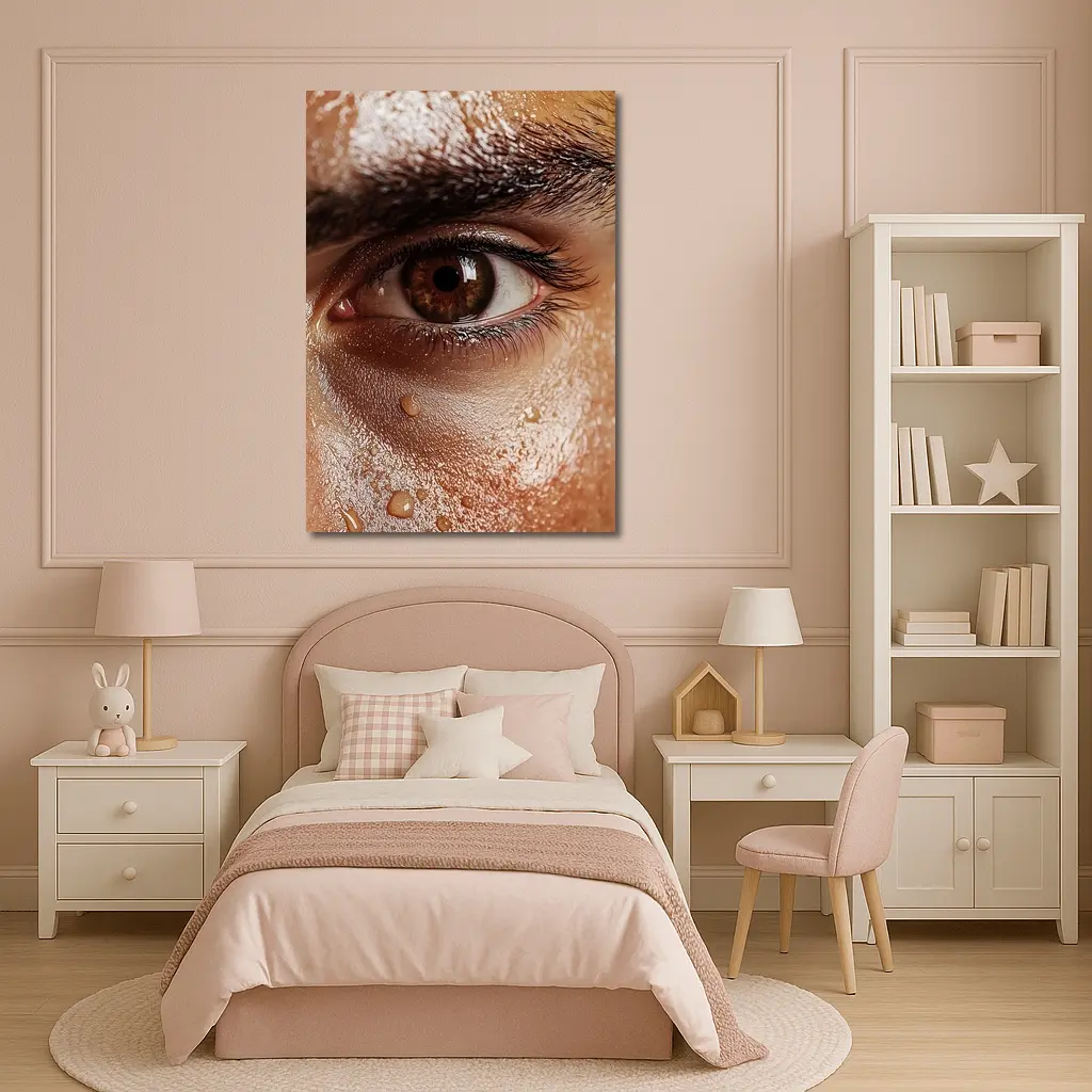 Close Up Human Eye With Water Drops – Wall Art