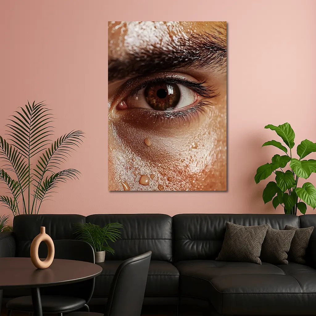 Close Up Human Eye With Water Drops – Wall Art