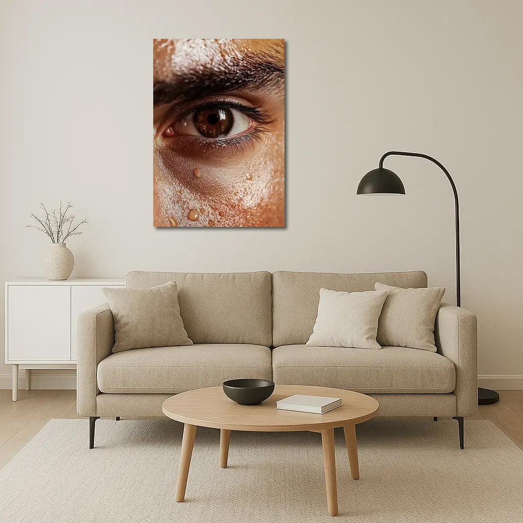 Close Up Human Eye With Water Drops – Wall Art