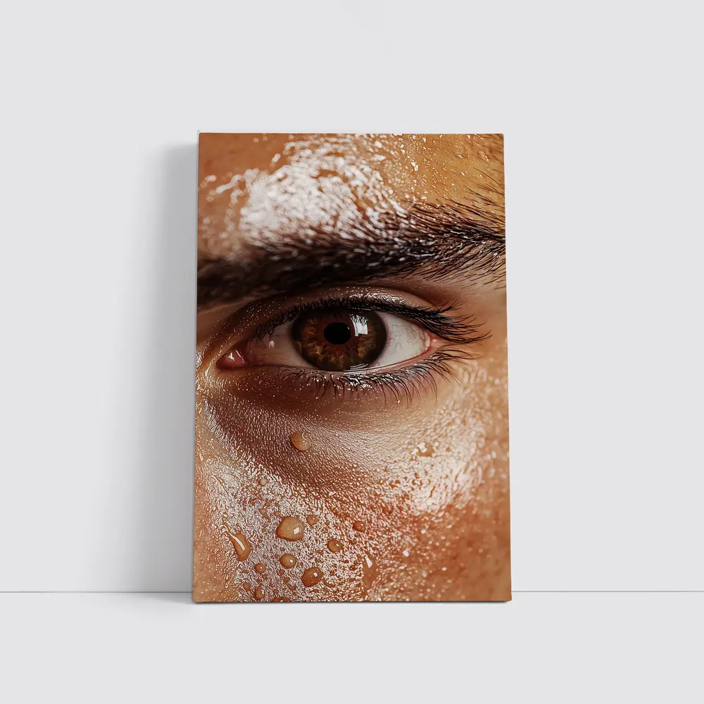 Close Up Human Eye With Water Drops – Wall Art