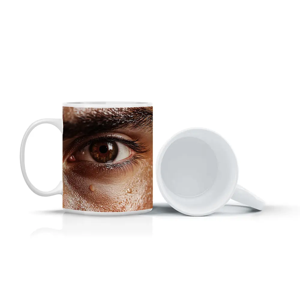 Close Up Human Eye With Water Drops – Mugs