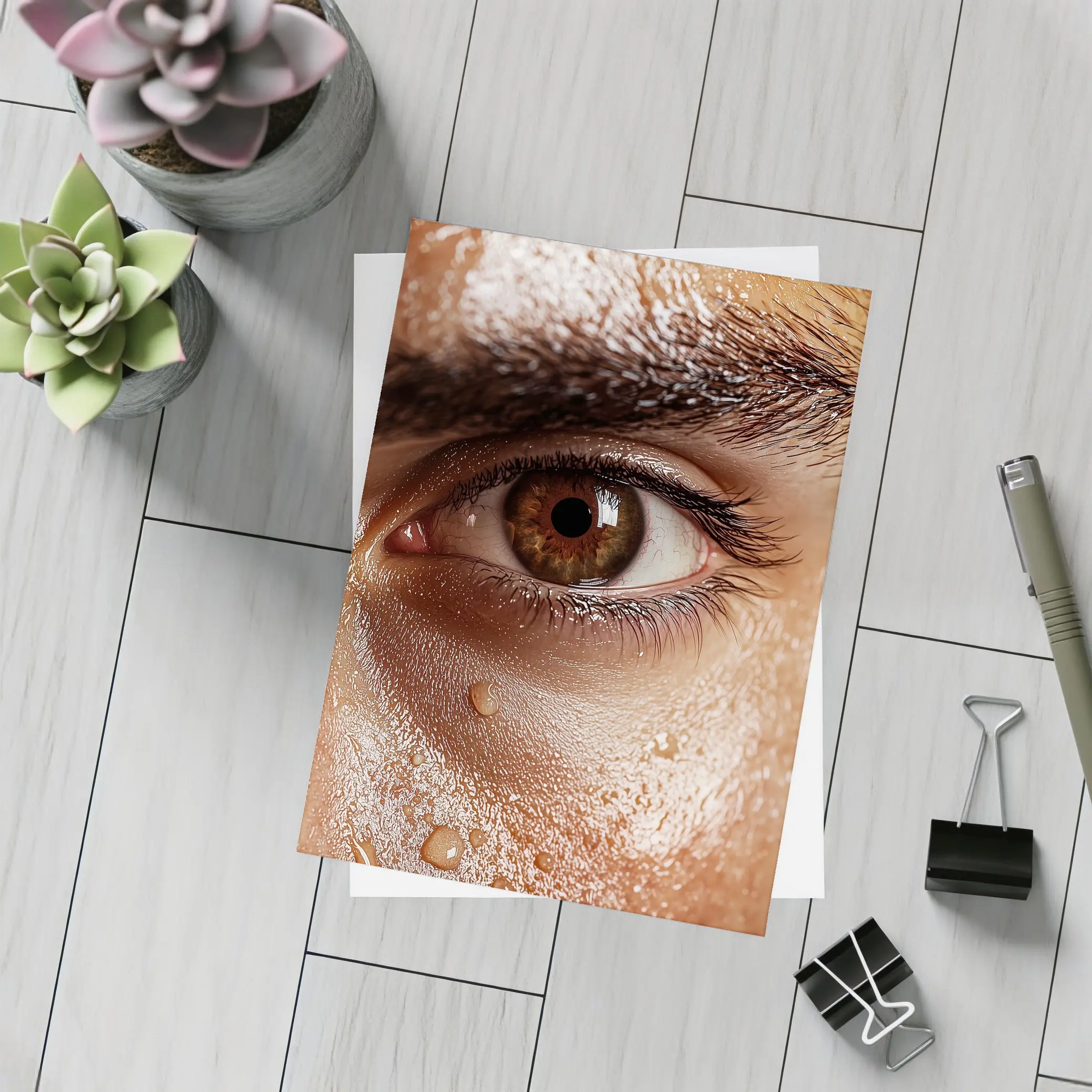Close Up Human Eye With Water Drops – Postcards