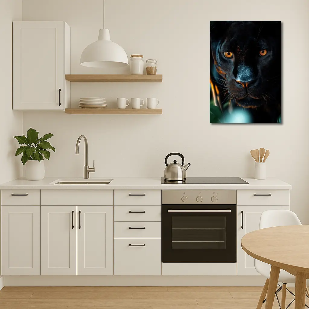 Black Panther Close Up Green Jungle Background – Wall Art
