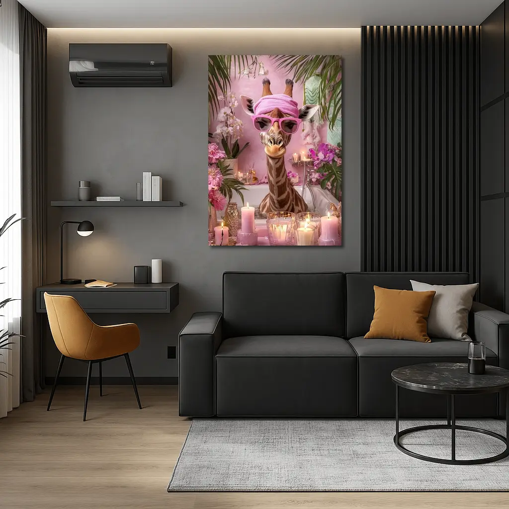 Giraffe Spa Day Pink Bathroom Candles – Wall Art