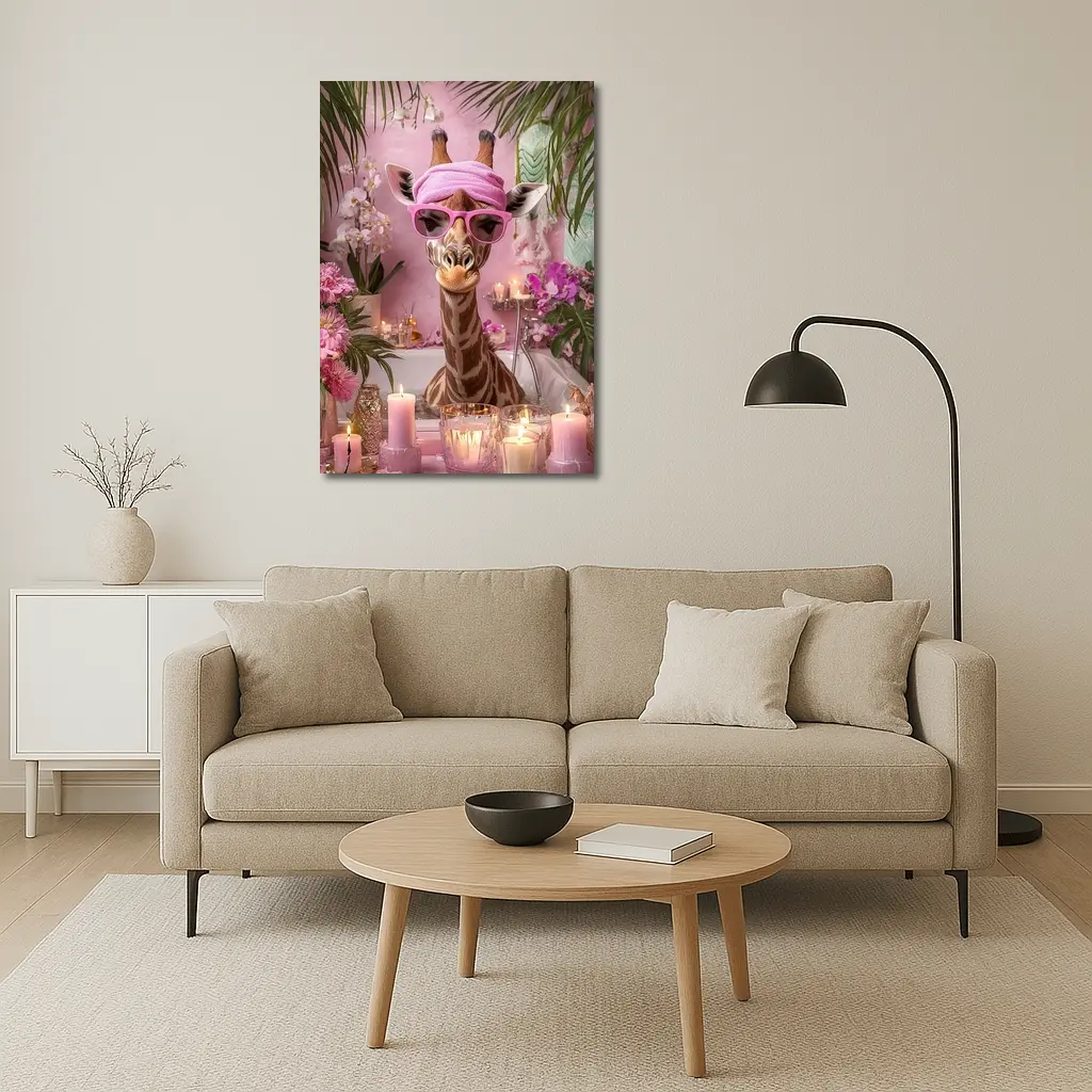 Giraffe Spa Day Pink Bathroom Candles – Wall Art
