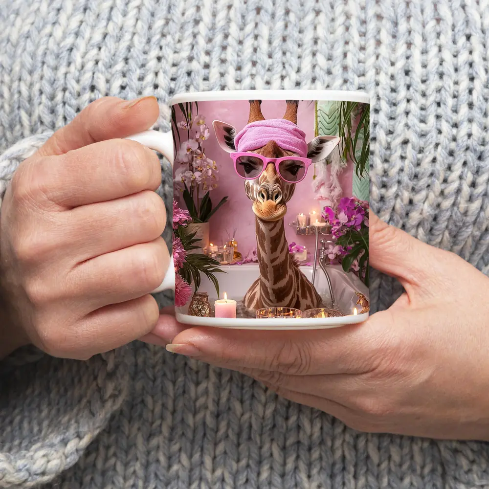 Giraffe Spa Day Pink Bathroom Candles – Mugs