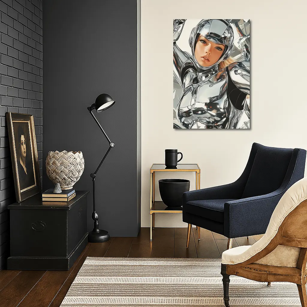 Chrome Suit Woman Futuristic Sci Fi Art – Wall Art