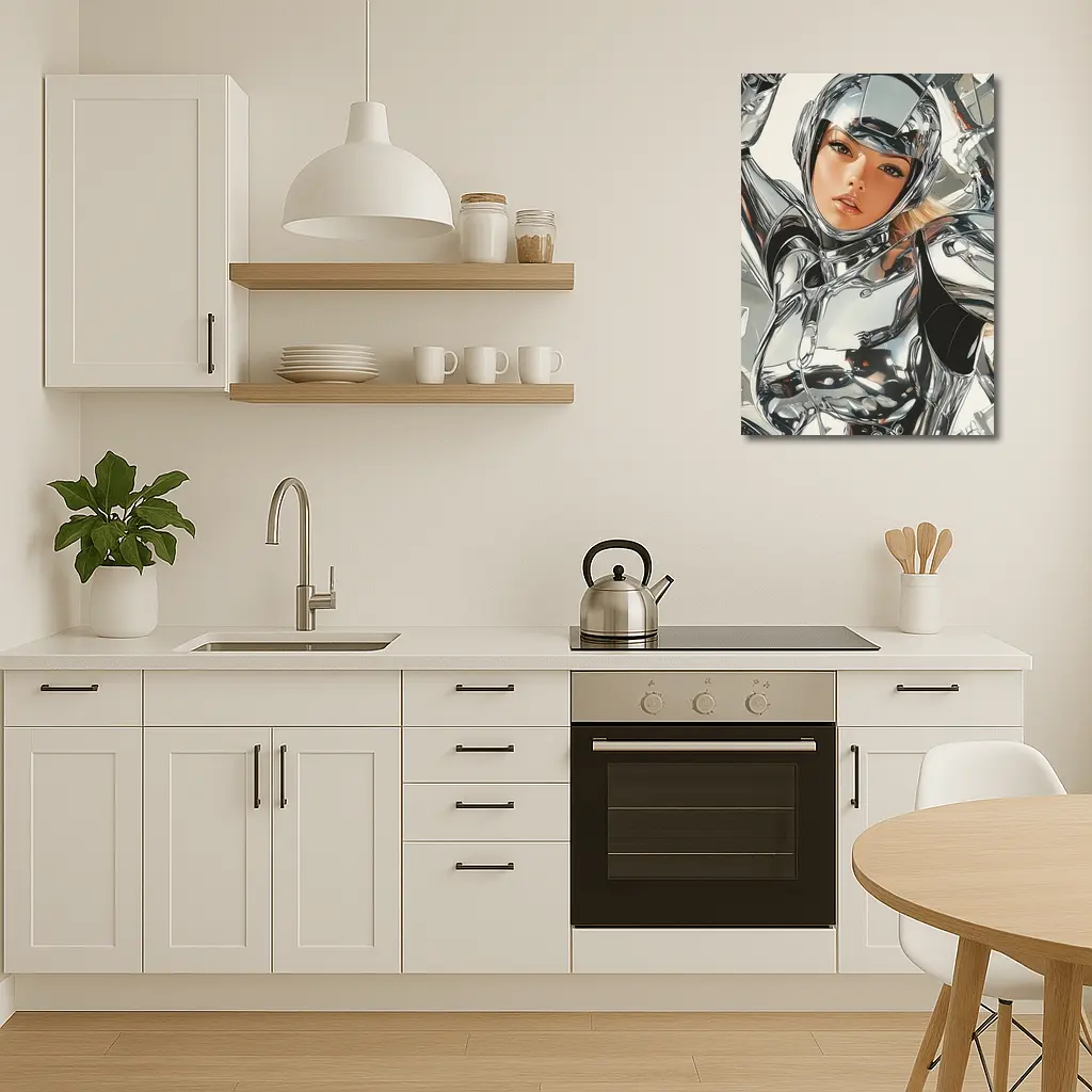Chrome Suit Woman Futuristic Sci Fi Art – Wall Art