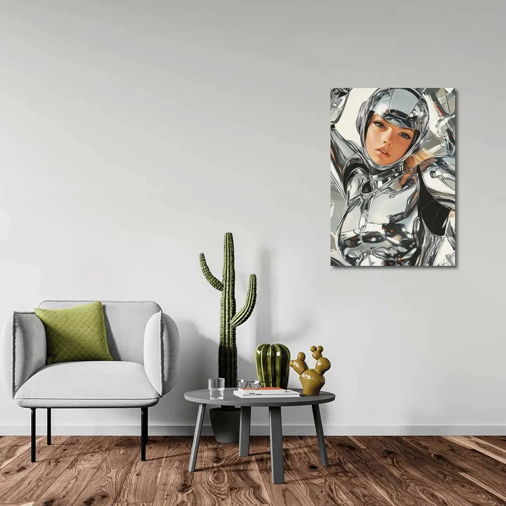 Chrome Suit Woman Futuristic Sci Fi Art – Wall Art