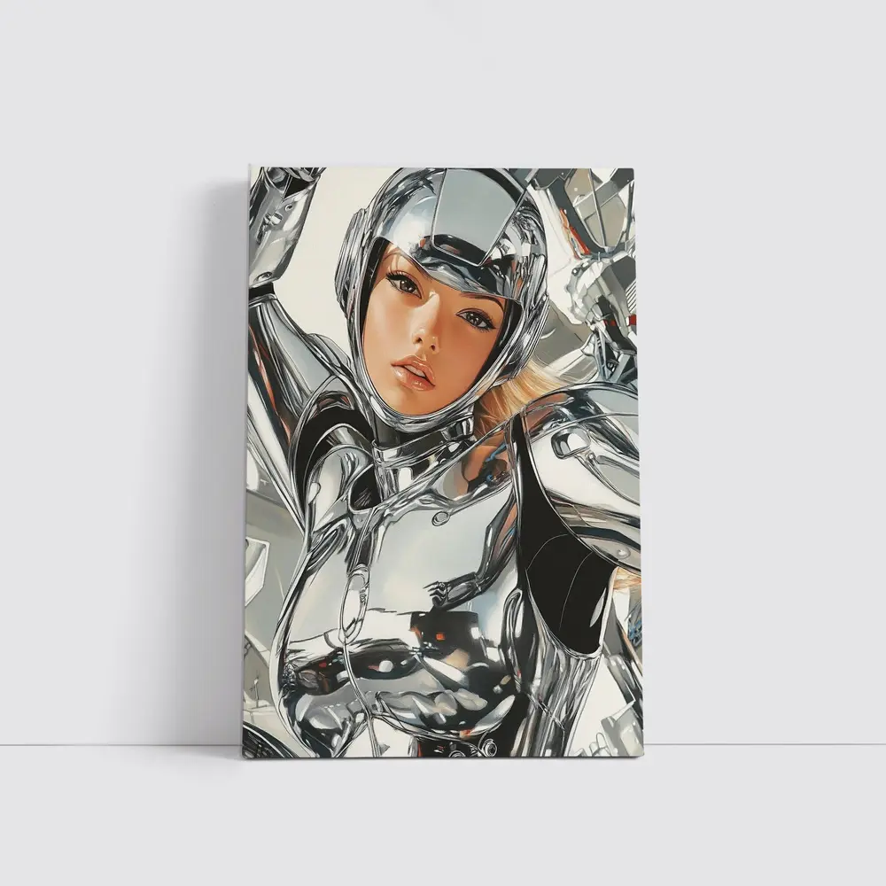 Chrome Suit Woman Futuristic Sci Fi Art – Wall Art