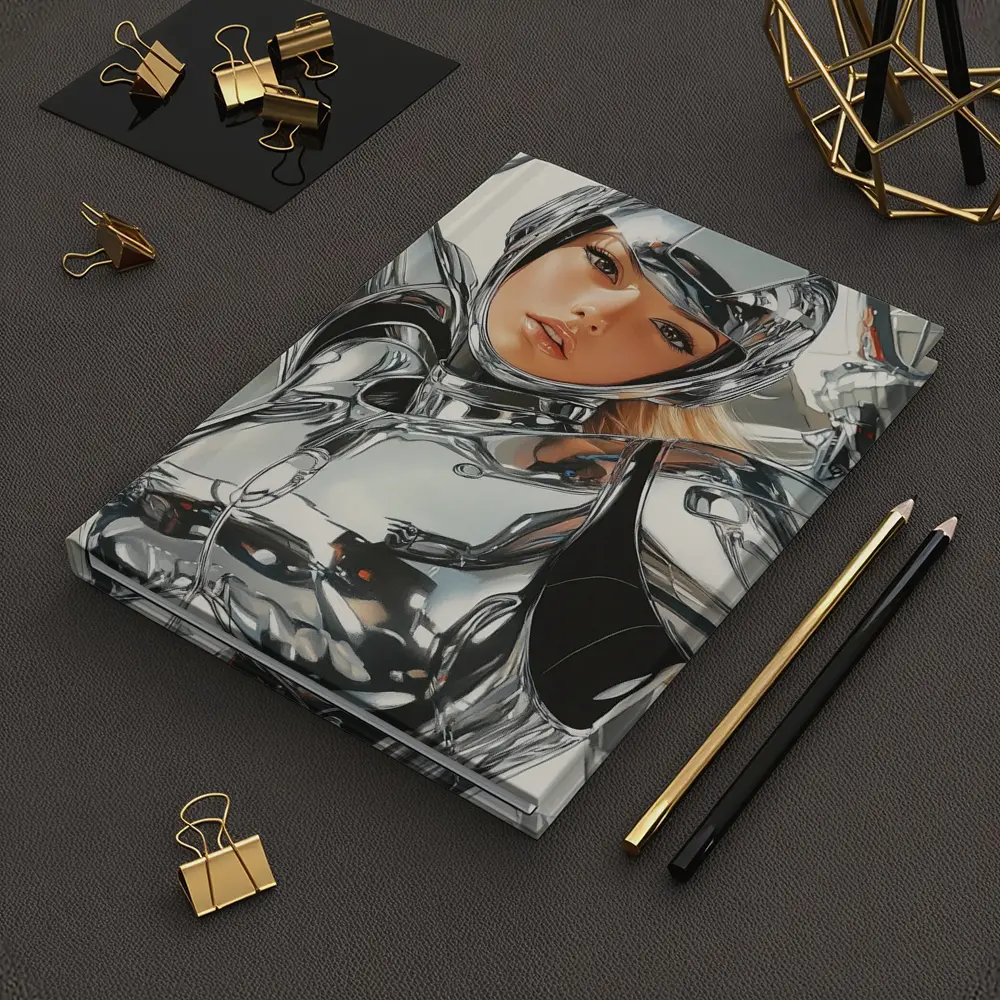 Chrome Suit Woman Futuristic Sci Fi Art – Notebooks
