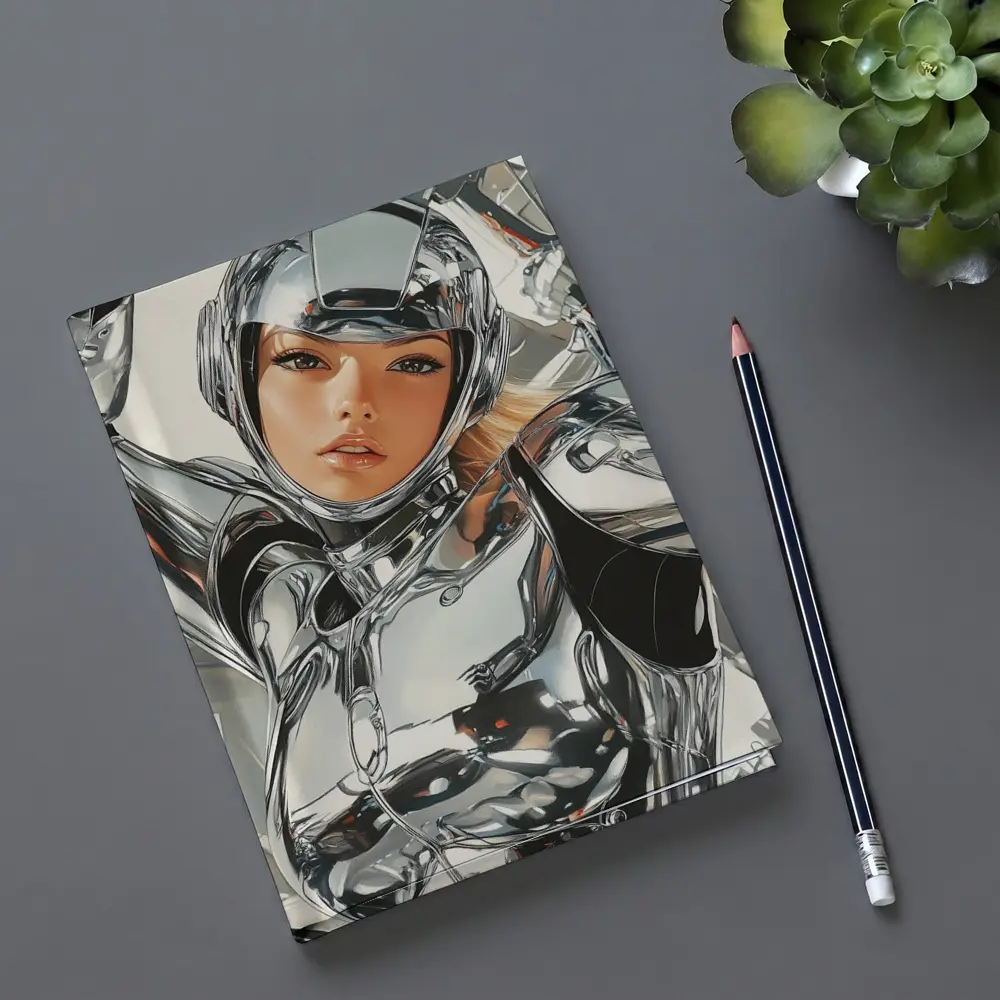 Chrome Suit Woman Futuristic Sci Fi Art – Notebooks