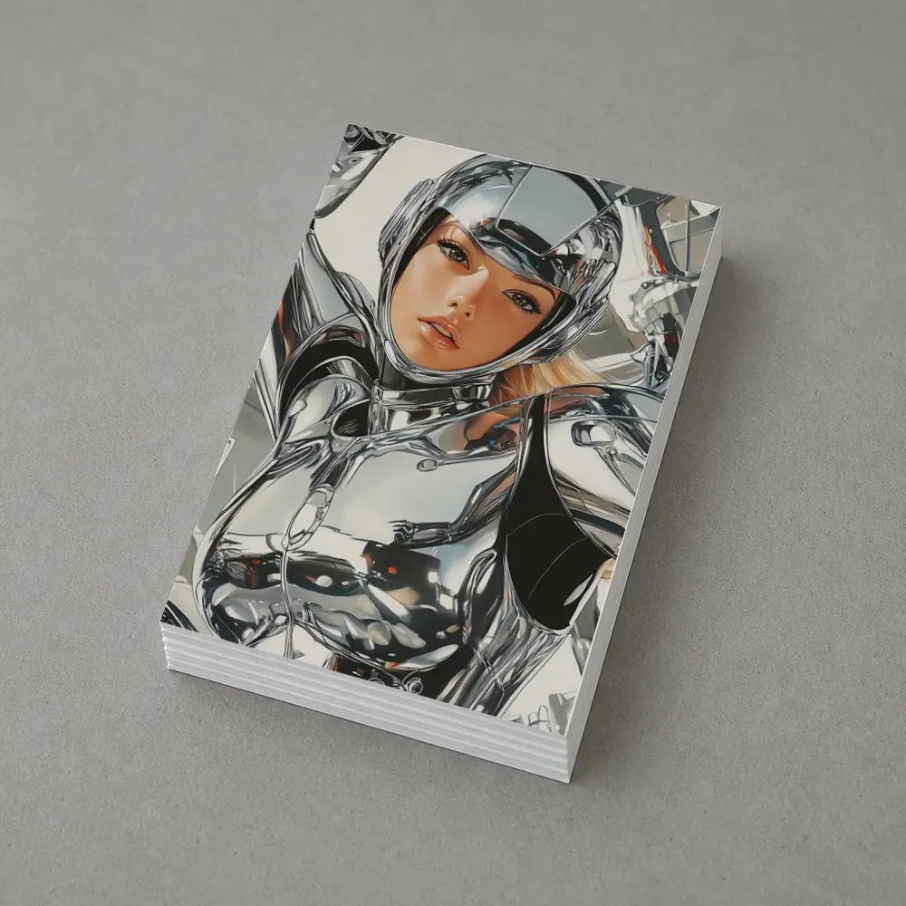 Chrome Suit Woman Futuristic Sci Fi Art – Postcards