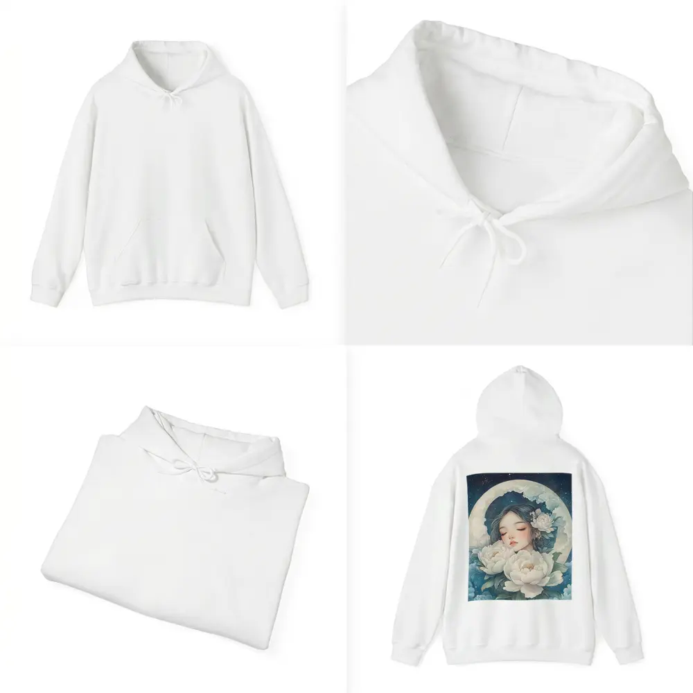 Sleeping Girl Moon Peonies Night Sky – Hoodies