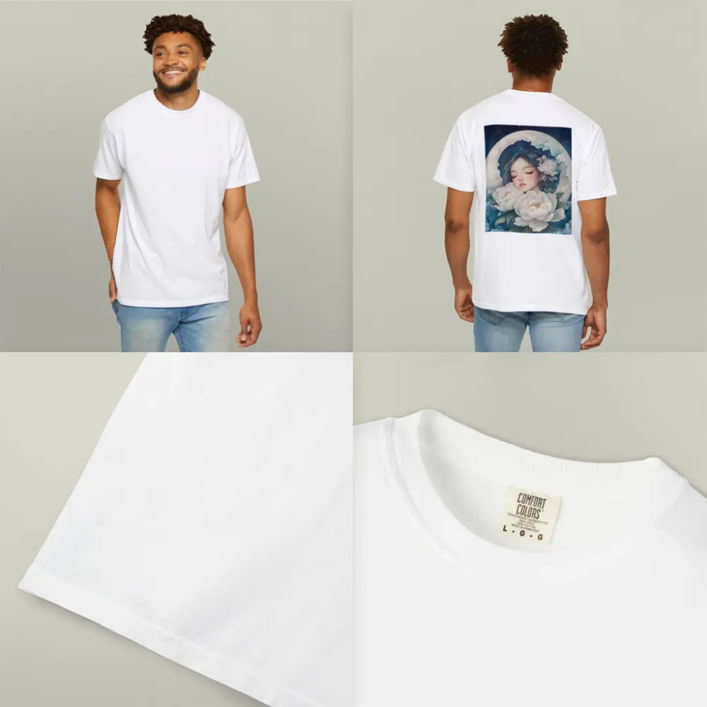 Sleeping Girl Moon Peonies Night Sky – T-Shirts