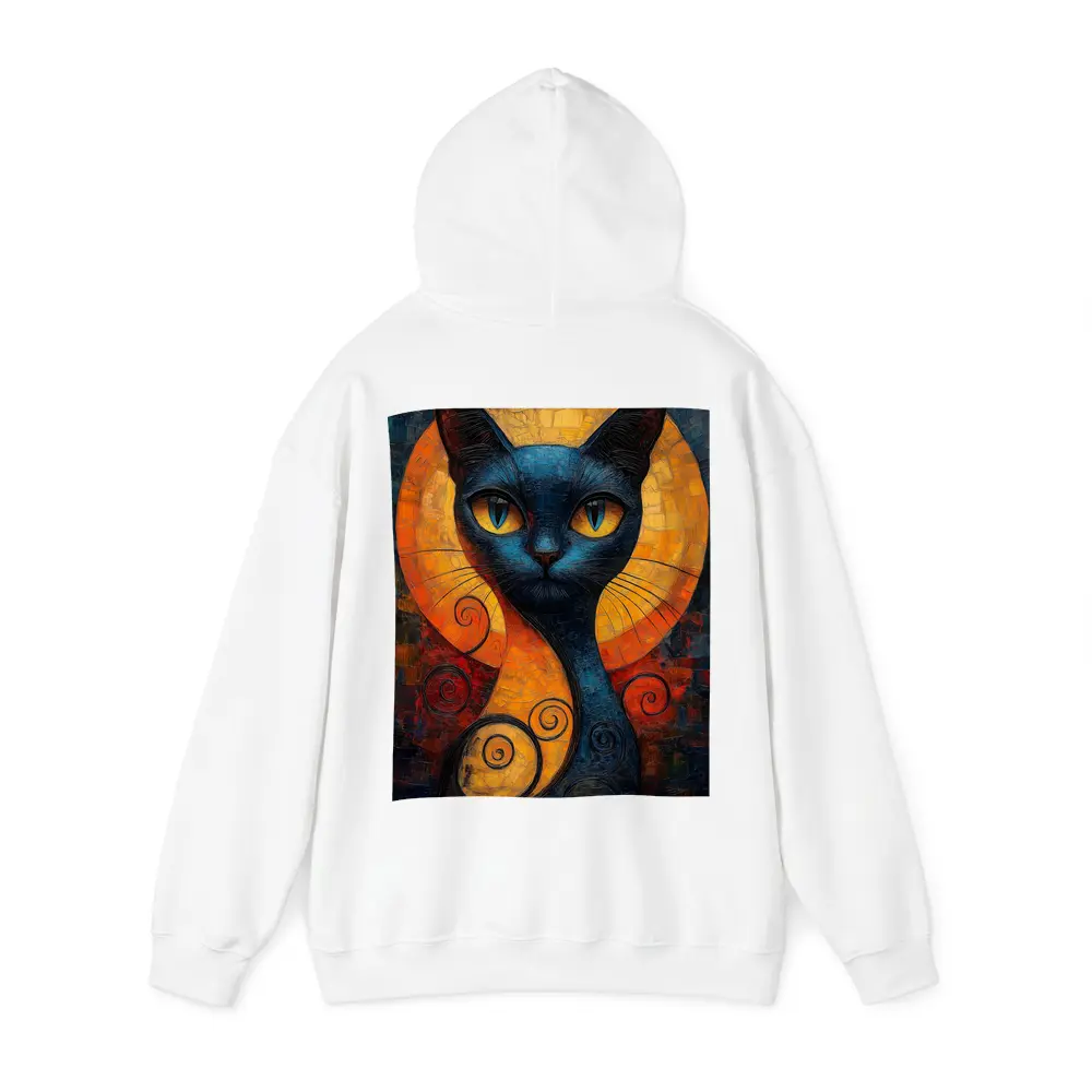 Blue Cat Mosaic Art Golden Circle Background – Hoodies