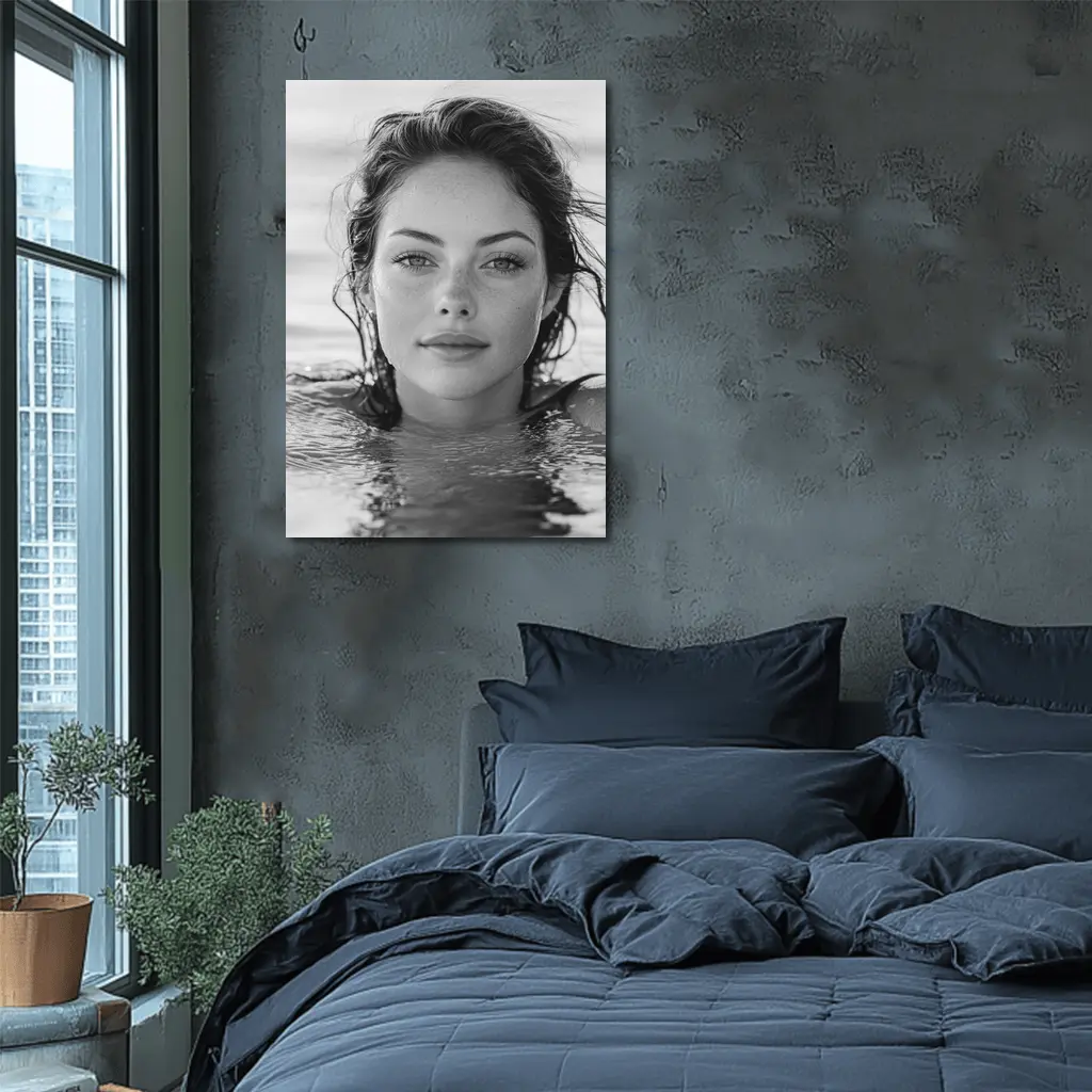 Black and White Woman Portrait in Water – Wall Art