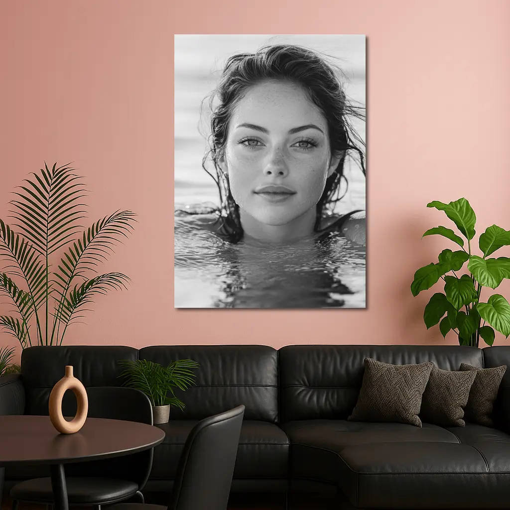 Black and White Woman Portrait in Water – Wall Art