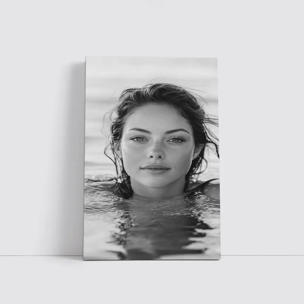 Black and White Woman Portrait in Water – Wall Art