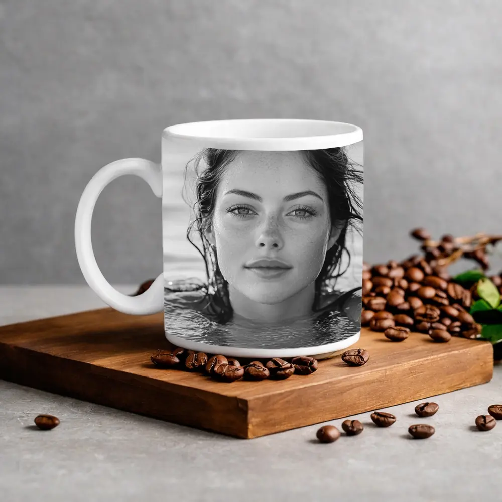 Black and White Woman Portrait in Water – Mugs