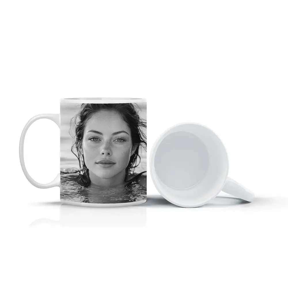 Black and White Woman Portrait in Water – Mugs