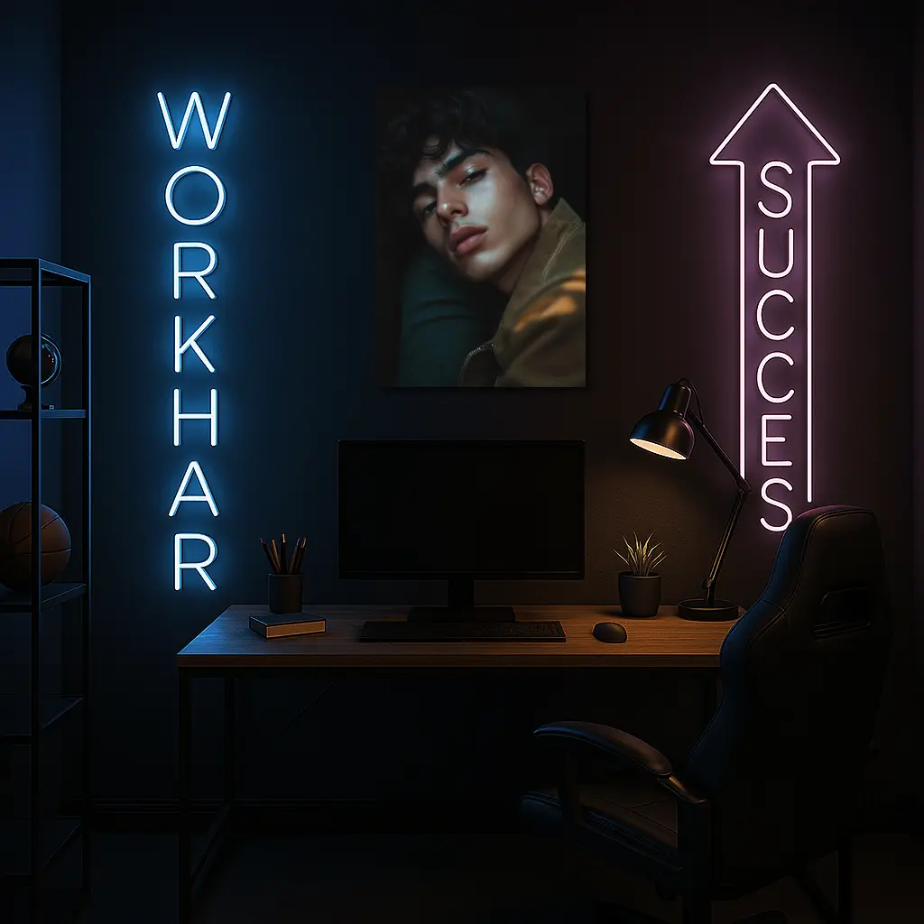 Young Man Portrait Dark Moody Background – Wall Art