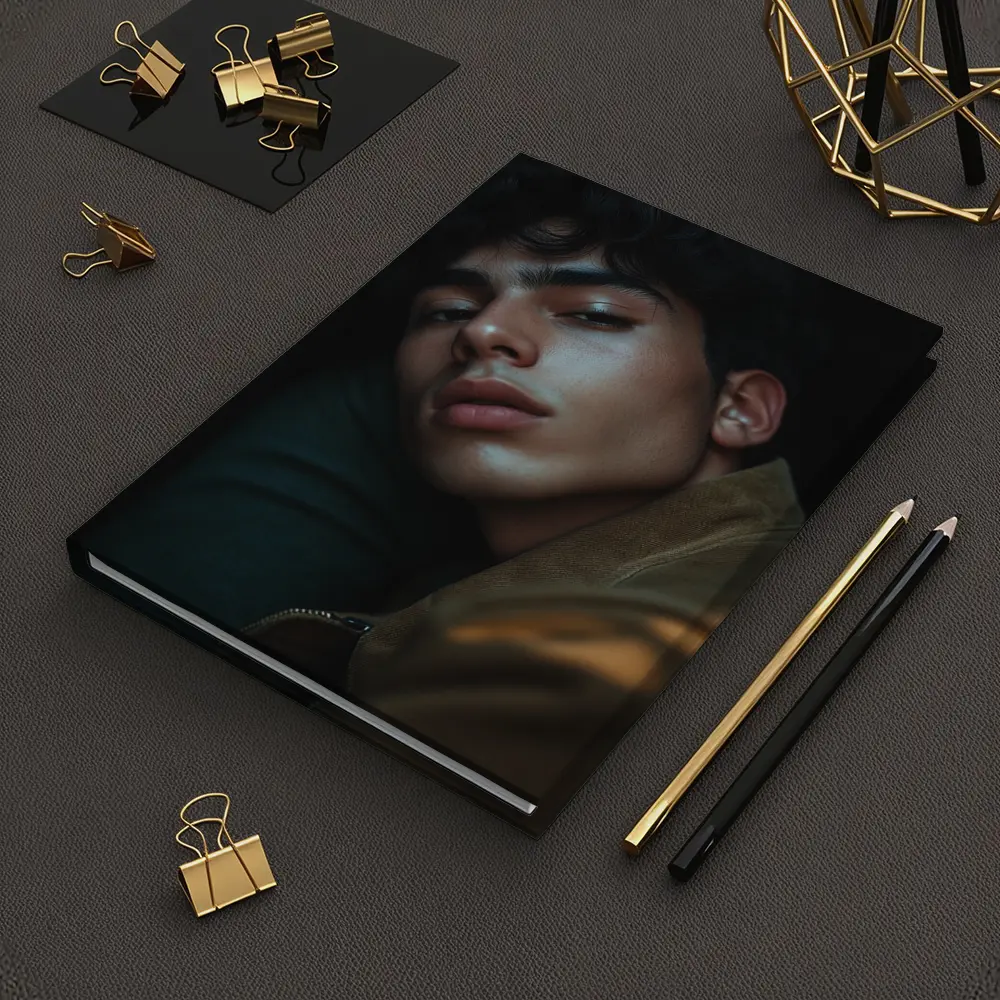 Young Man Portrait Dark Moody Background – Notebooks