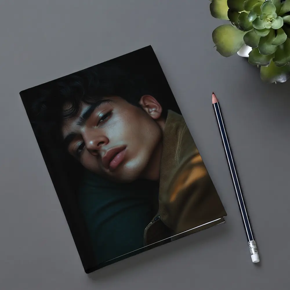 Young Man Portrait Dark Moody Background – Notebooks