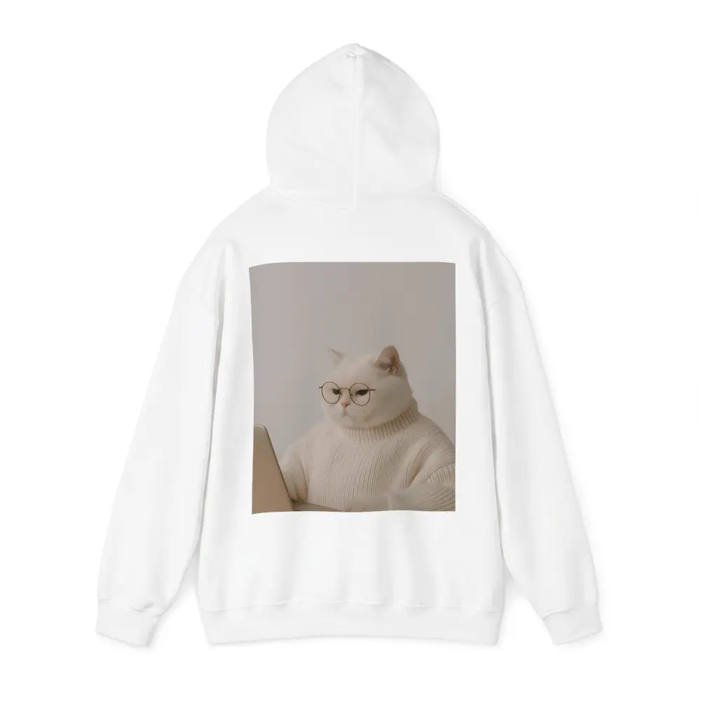 White Cat Glasses Turtleneck Sweater Laptop – Hoodies