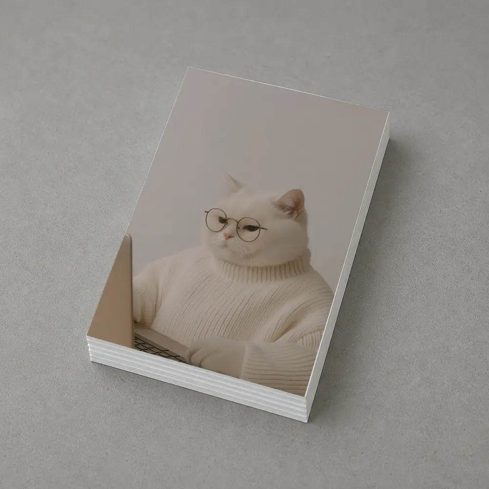 White Cat Glasses Turtleneck Sweater Laptop – Postcards
