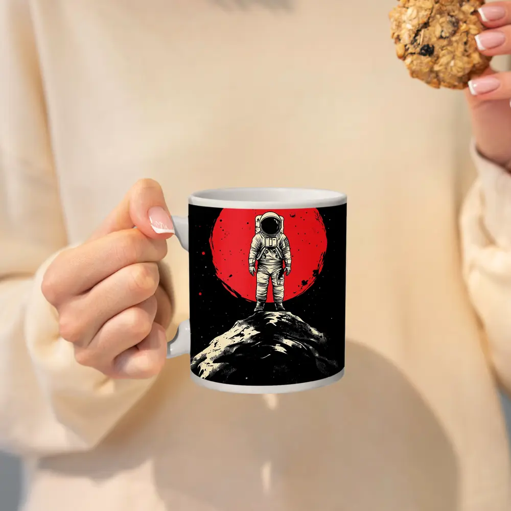 Astronaut Standing On Moon Red Planet – Mugs