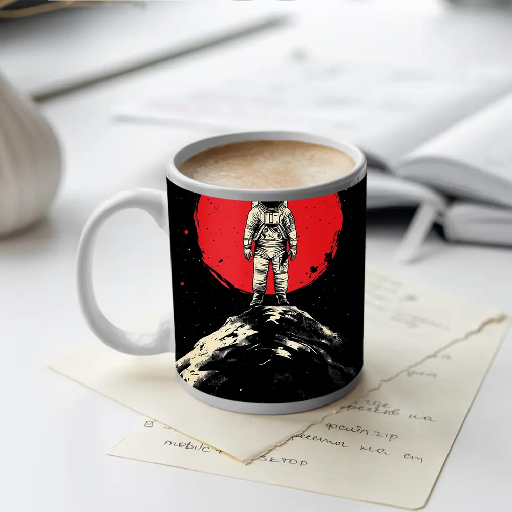 Astronaut Standing On Moon Red Planet – Mugs