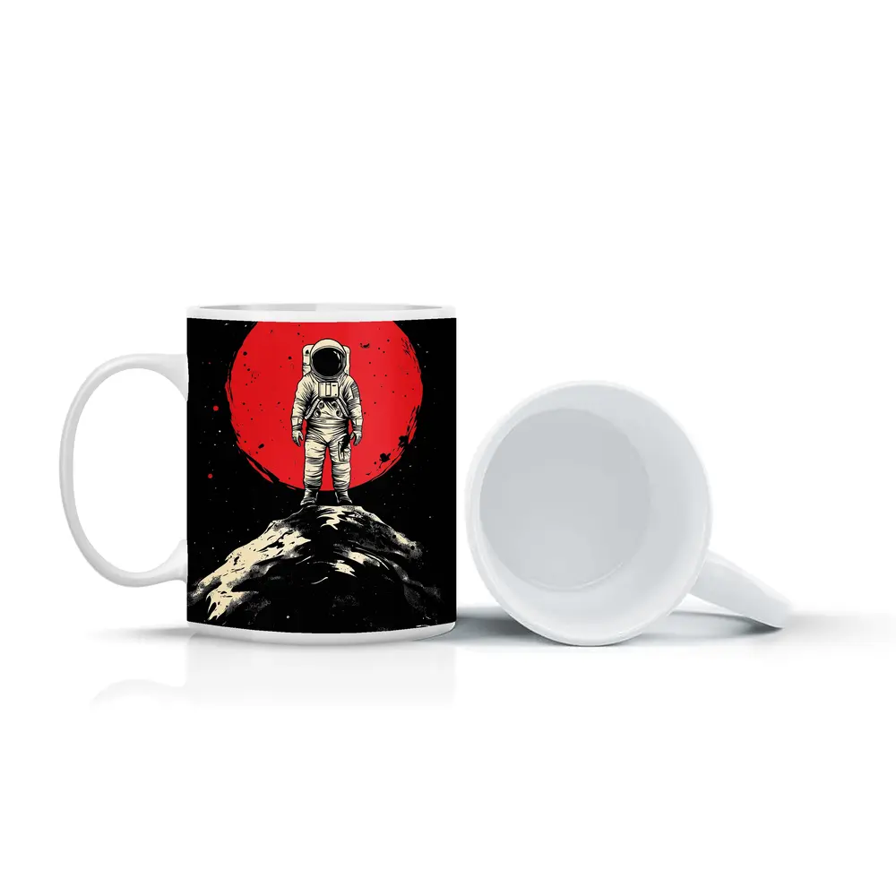 Astronaut Standing On Moon Red Planet – Mugs