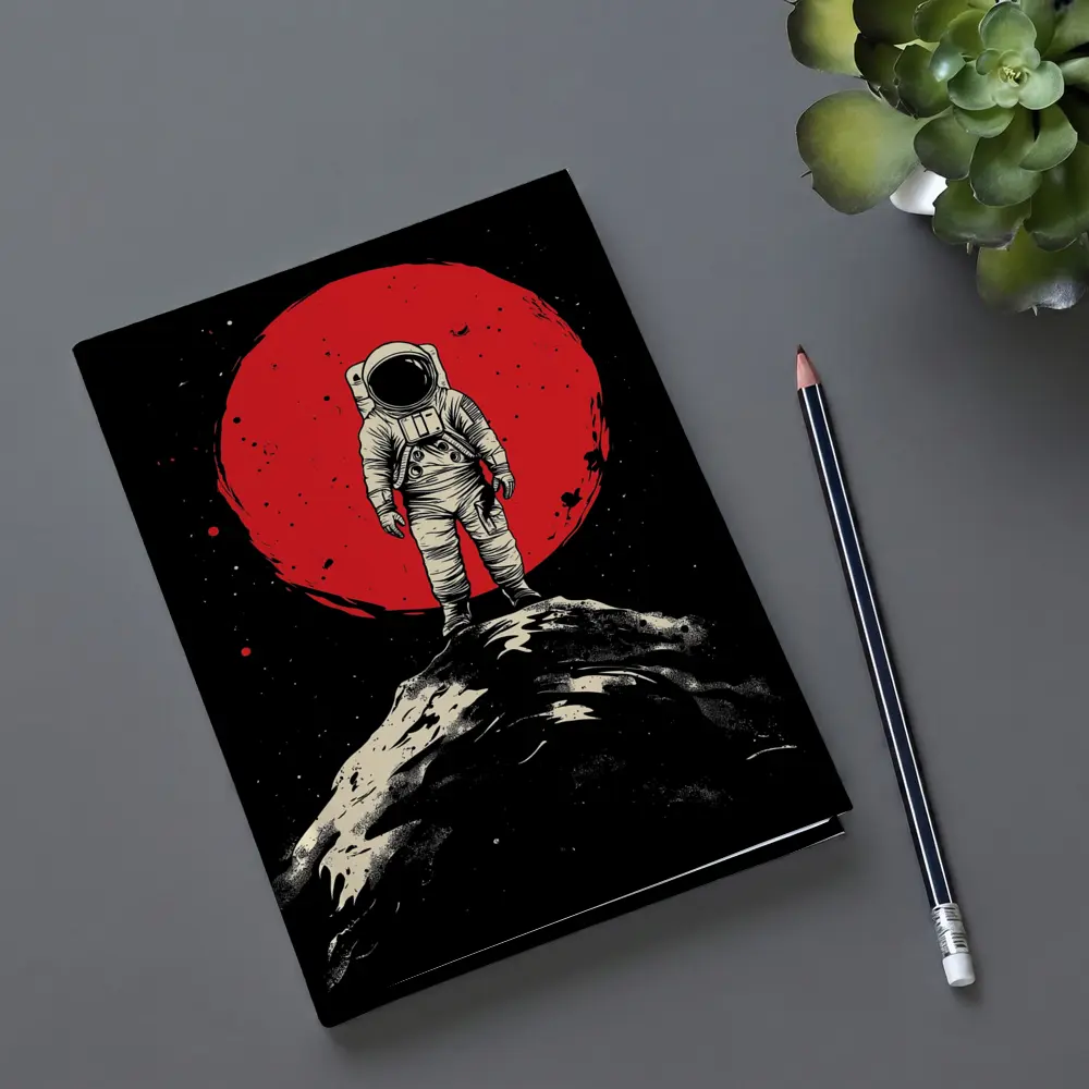 Astronaut Standing On Moon Red Planet – Notebooks