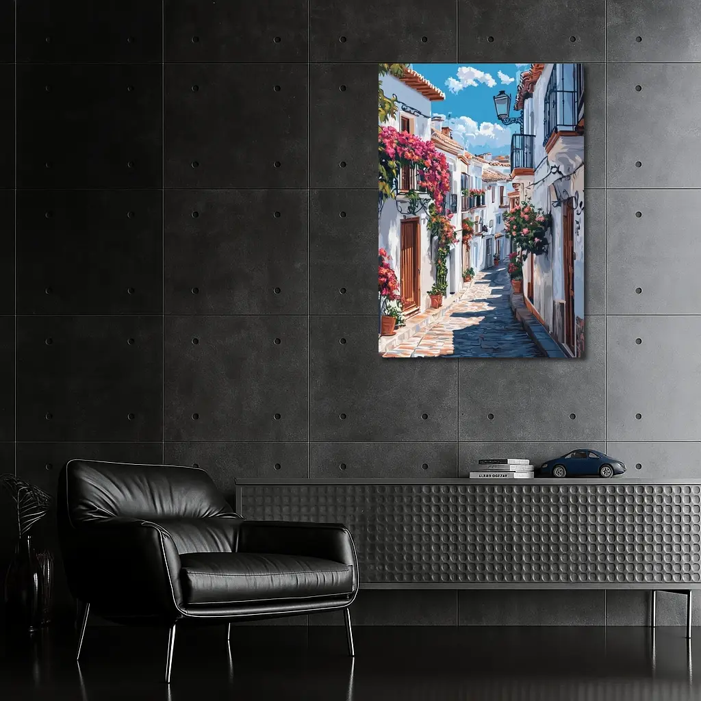Andalusian White Village Street Flowers Spain – Wall Art
