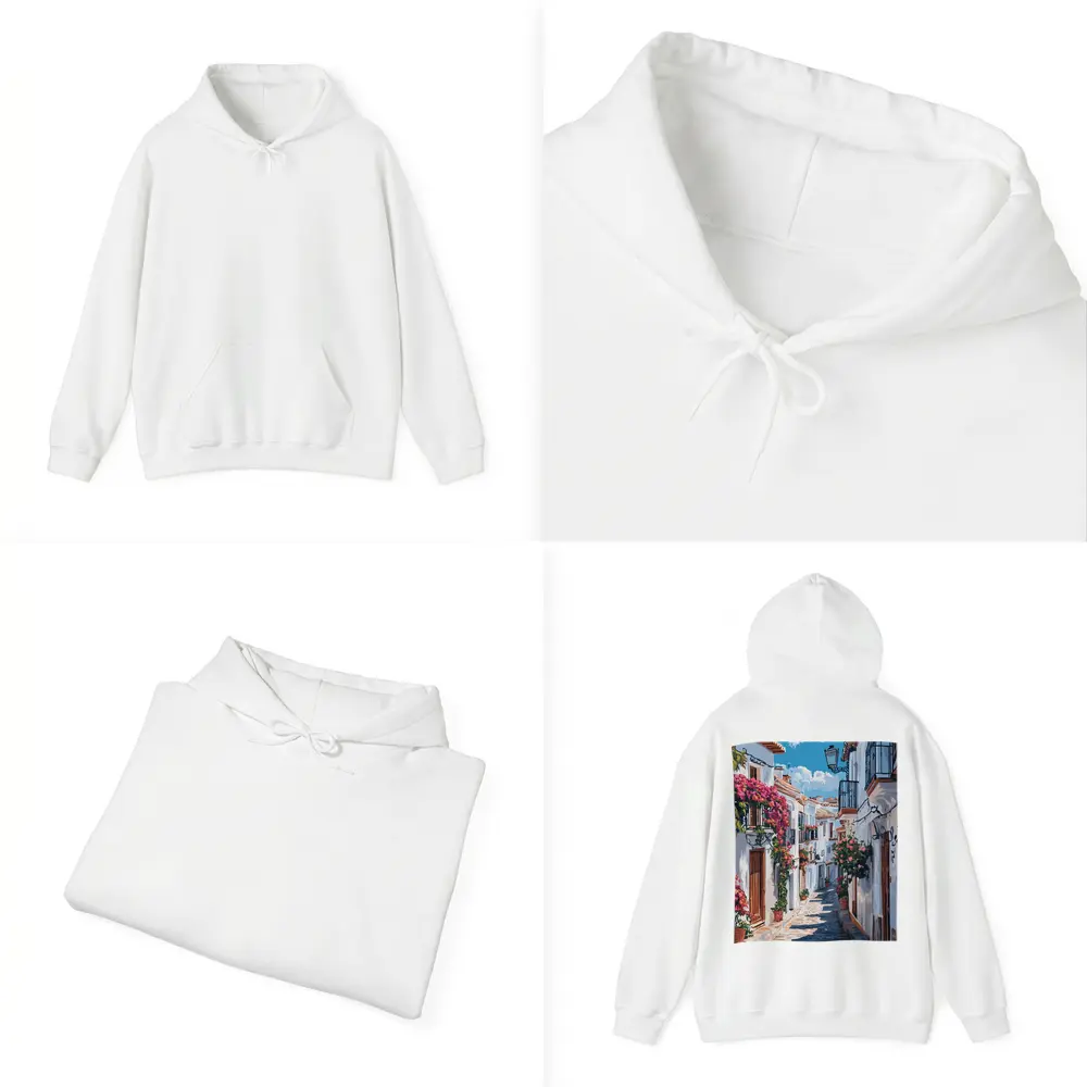 Andalusian White Village Street Flowers Spain – Hoodies