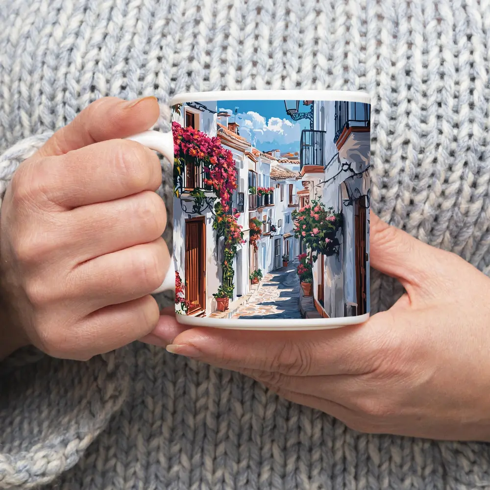 Andalusian White Village Street Flowers Spain – Mugs
