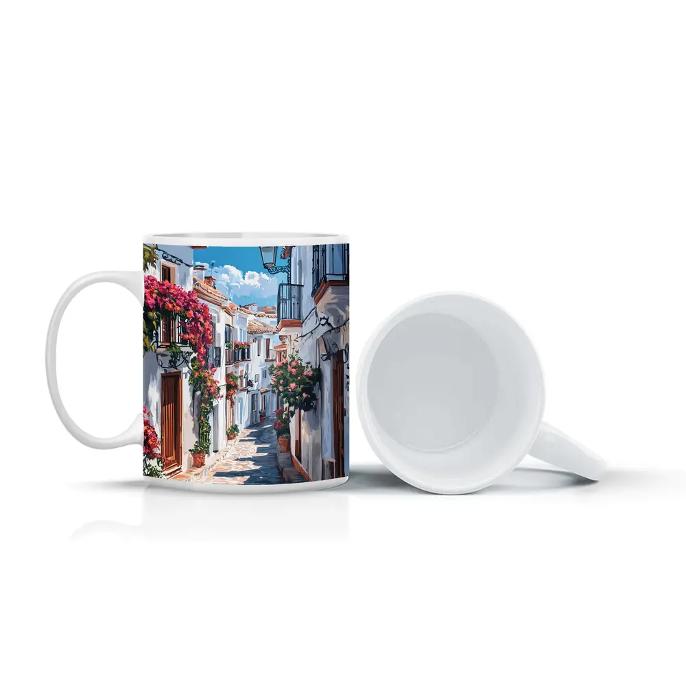 Andalusian White Village Street Flowers Spain – Mugs