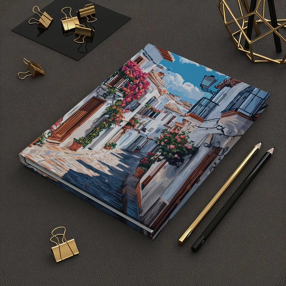 Andalusian White Village Street Flowers Spain – Notebooks