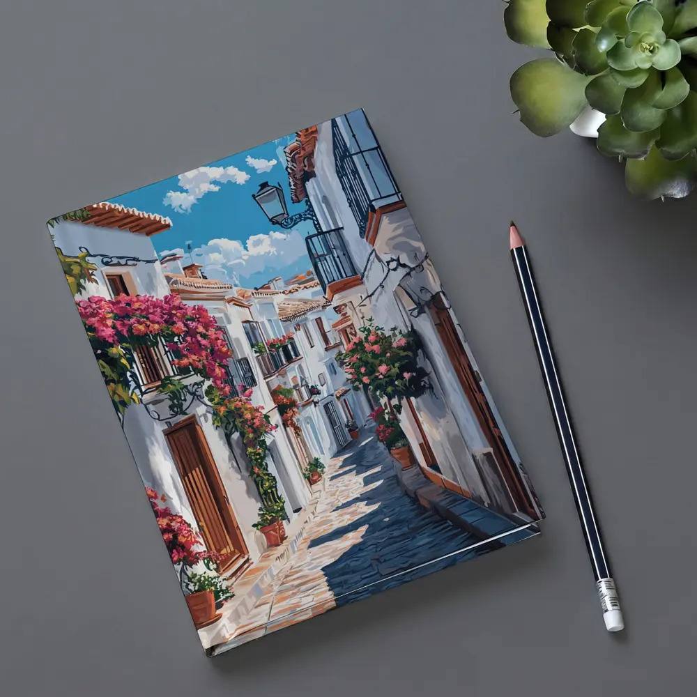 Andalusian White Village Street Flowers Spain – Notebooks