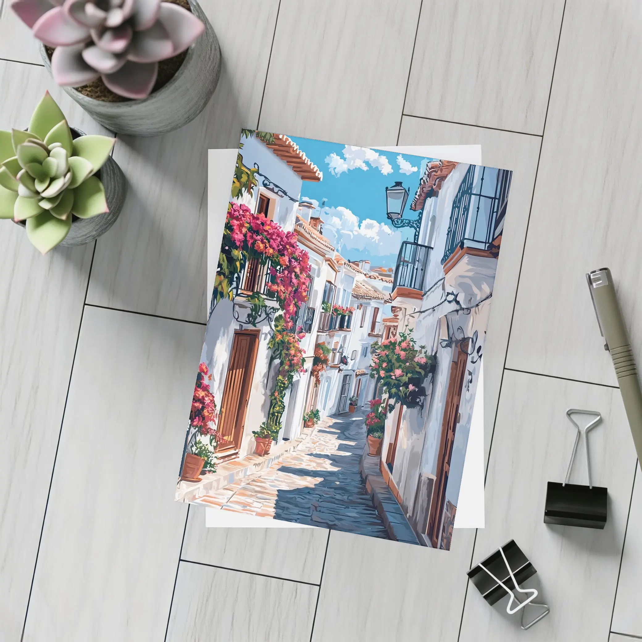 Andalusian White Village Street Flowers Spain – Postcards