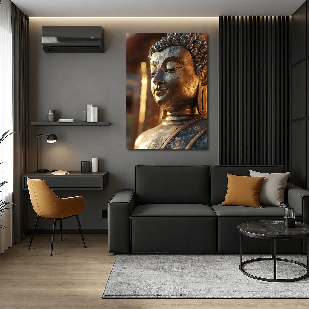Golden Buddha Statue Temple Warm Light – Wall Art