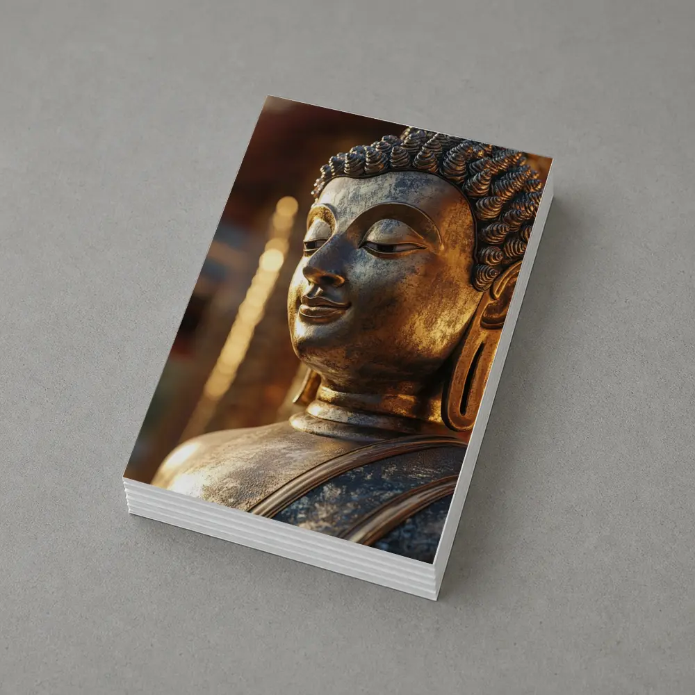Golden Buddha Statue Temple Warm Light – Postcards