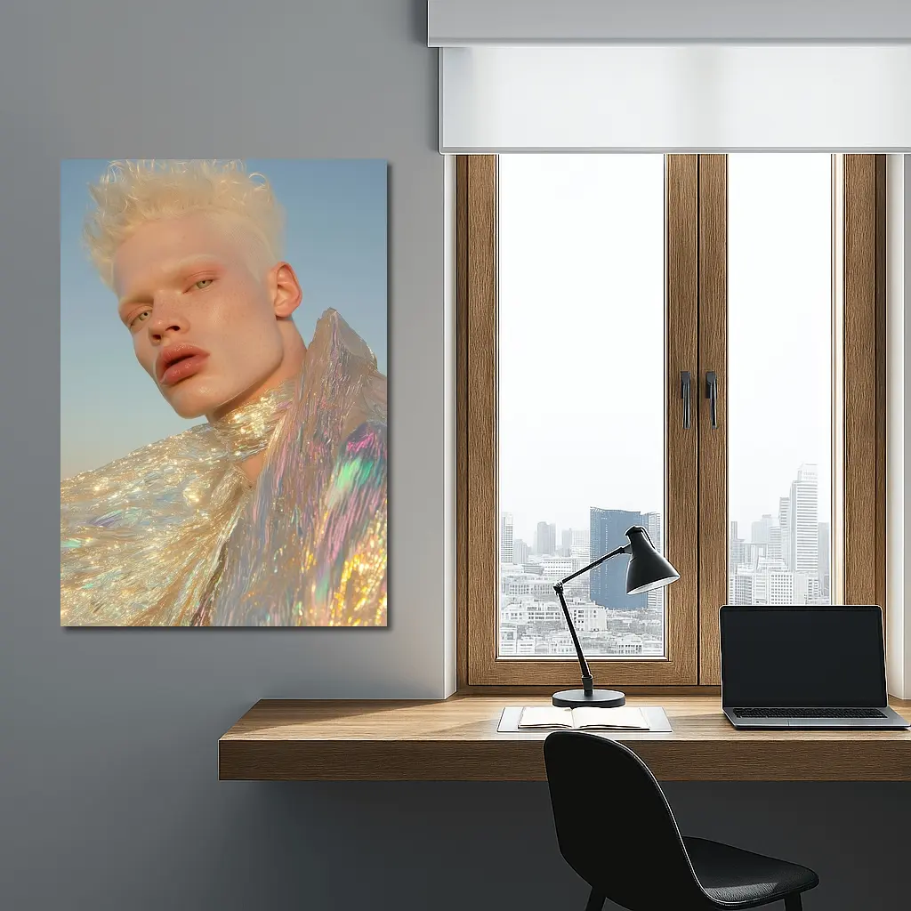 Albino Man Iridescent Cape Sky Background – Wall Art