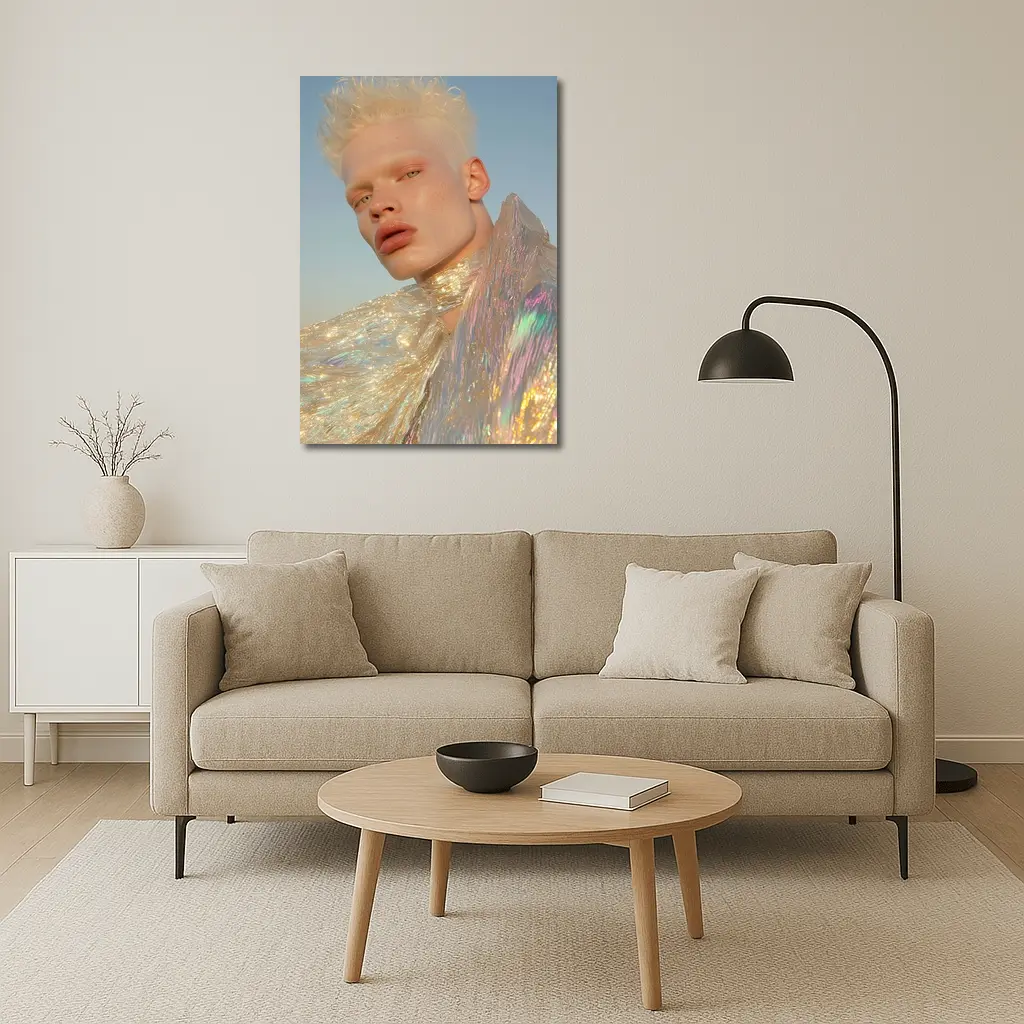 Albino Man Iridescent Cape Sky Background – Wall Art